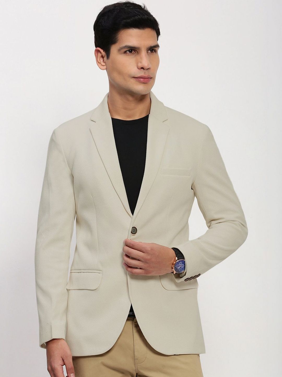 SHOWOFFFF Slim-Fit Notched Lapel Single Breasted Blazer-image-10