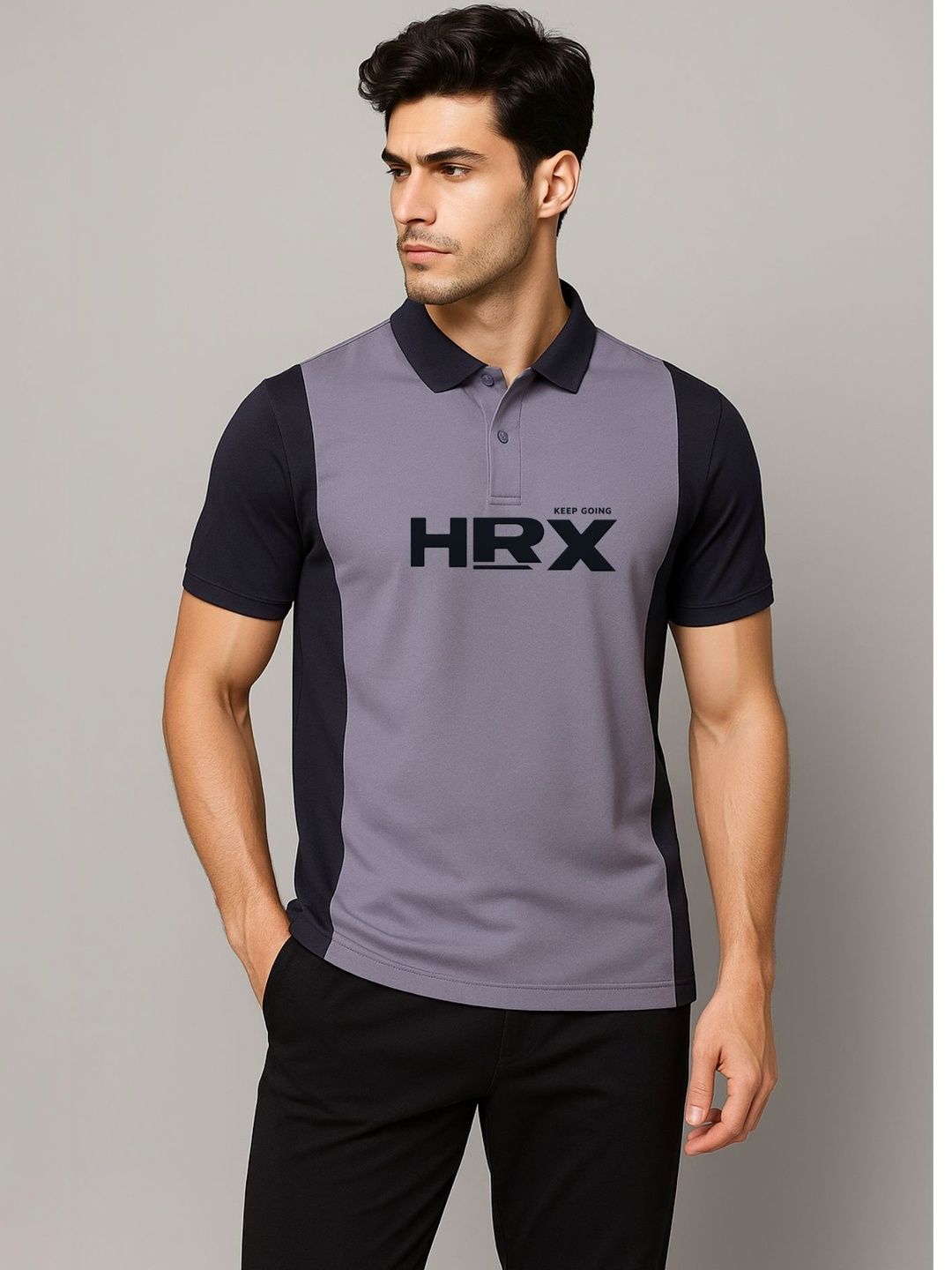 HRX by Hrithik Roshan Men Brand Logo Colourblocked Polo Collar T-shirt-picture-37