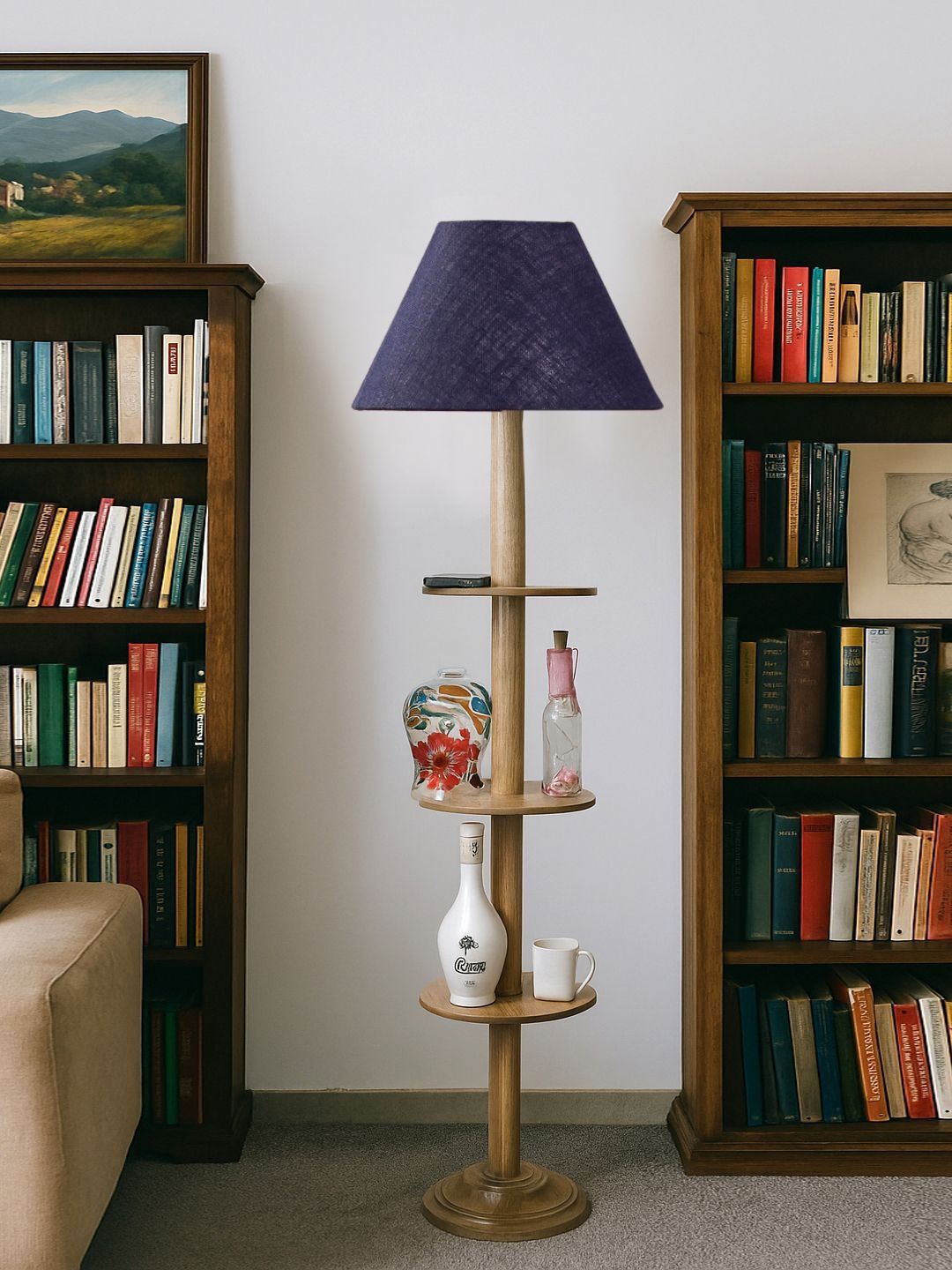 Aura Blue & Brown Wooden Frustum-Shaped Floor Lamp-image-29