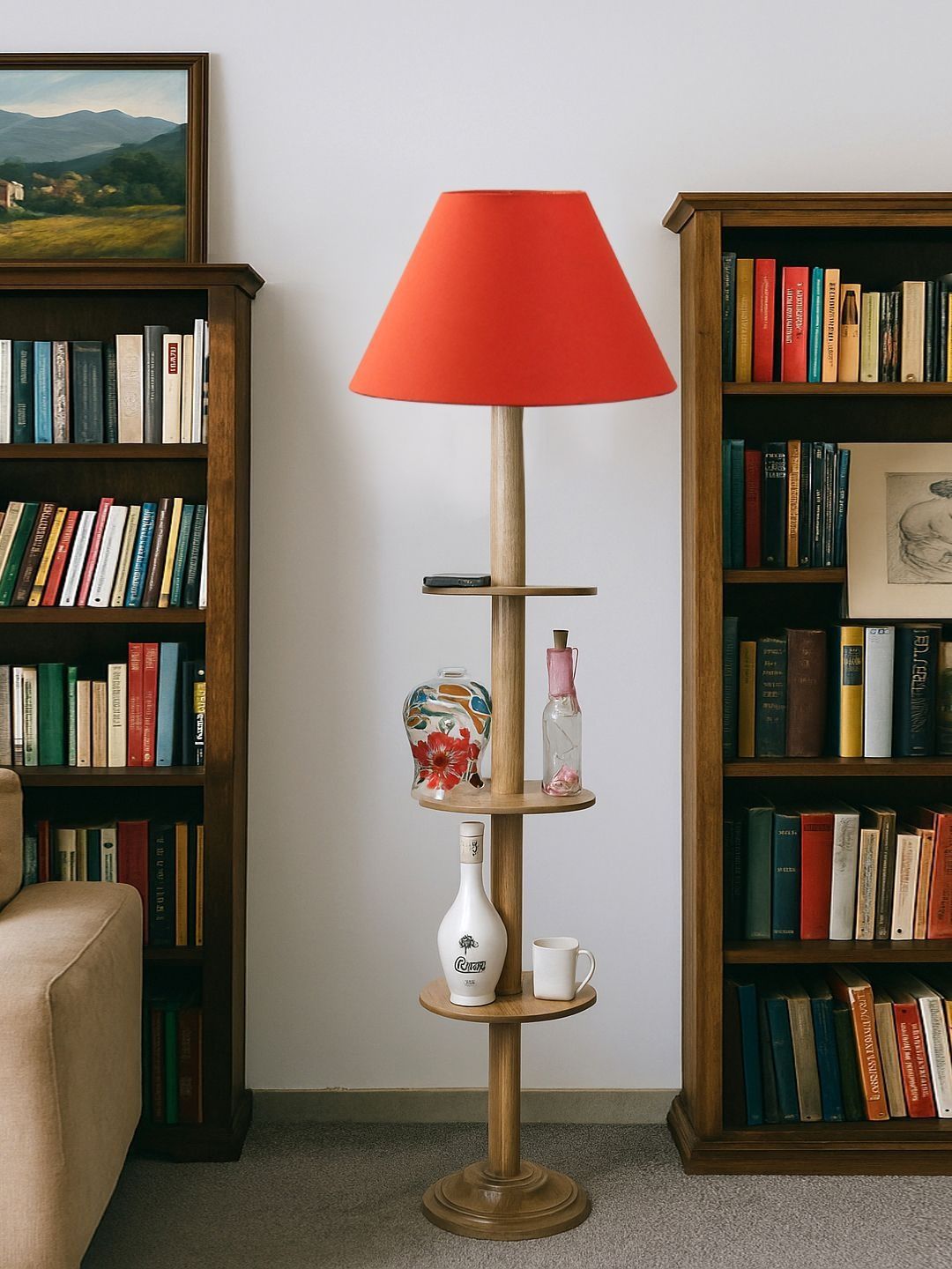 Aura Orange-Colored & Brown Wooden Frustum-Shaped Floor Lamp-image-28