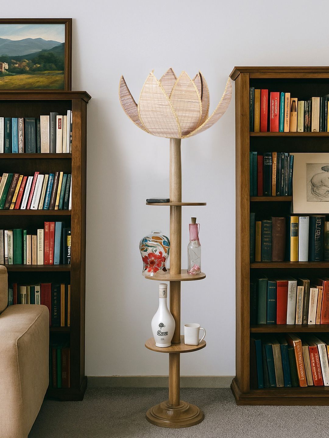 Aura Beige Wooden Abstract Shaped Floor Lamp-image-48