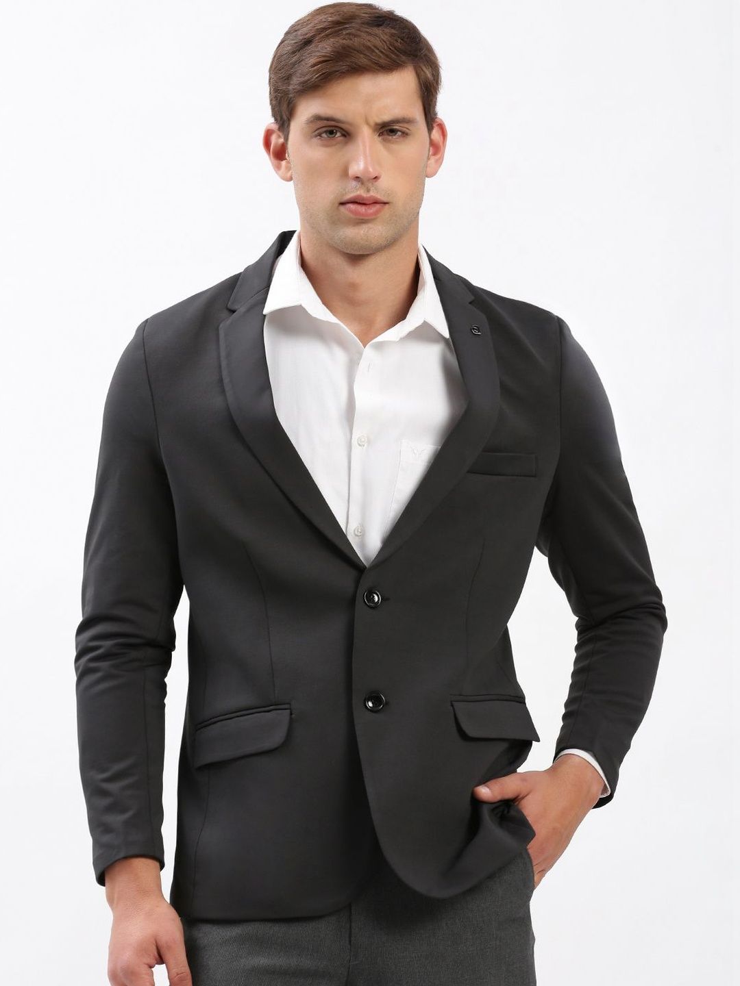 SHOWOFFFF Slim Fit Notched Lapel Collar Single-Breasted Blazer-picture-12