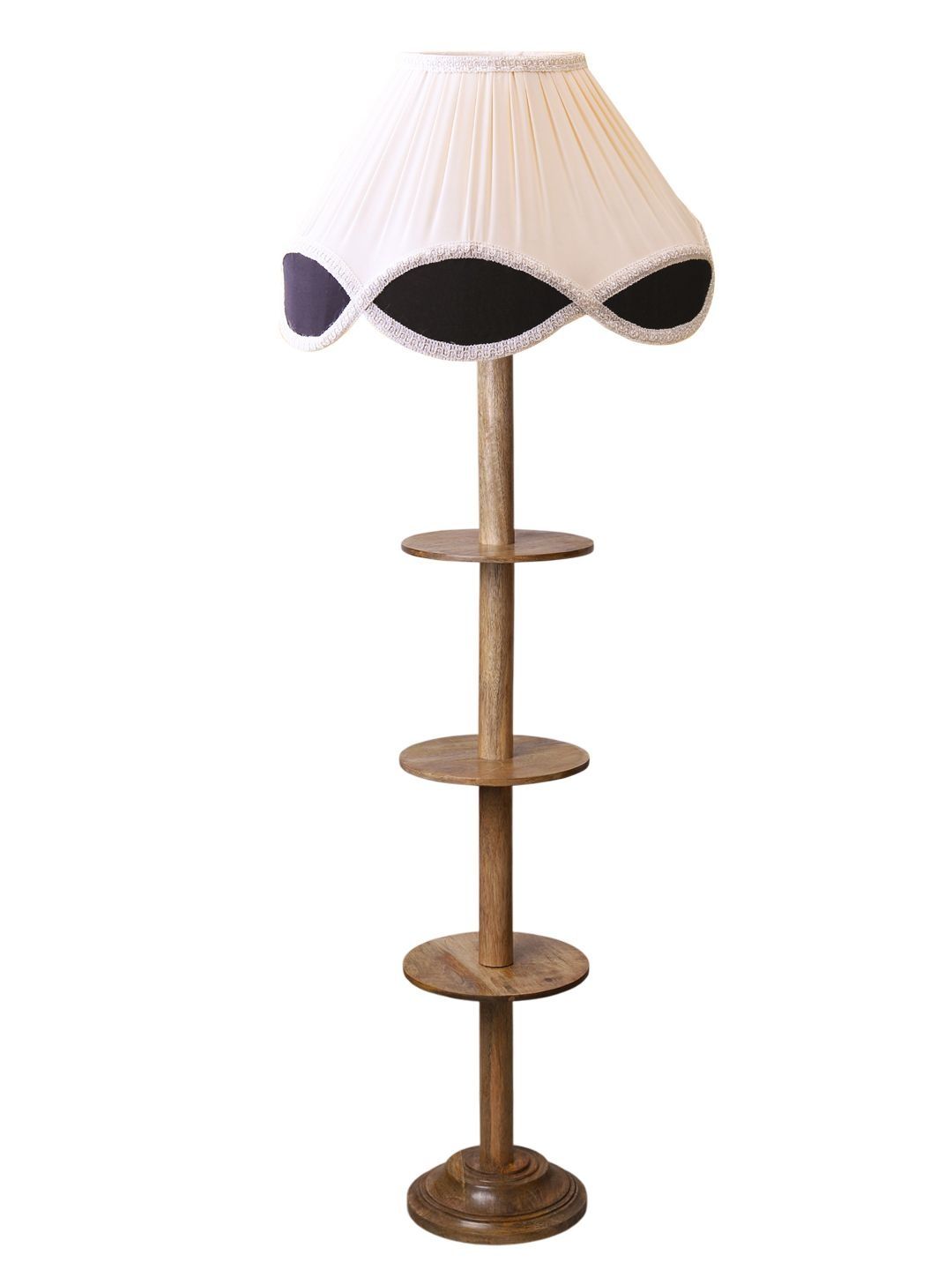 Aura White & Beige Wooden Abstract Shaped Floor Lamp-image-22