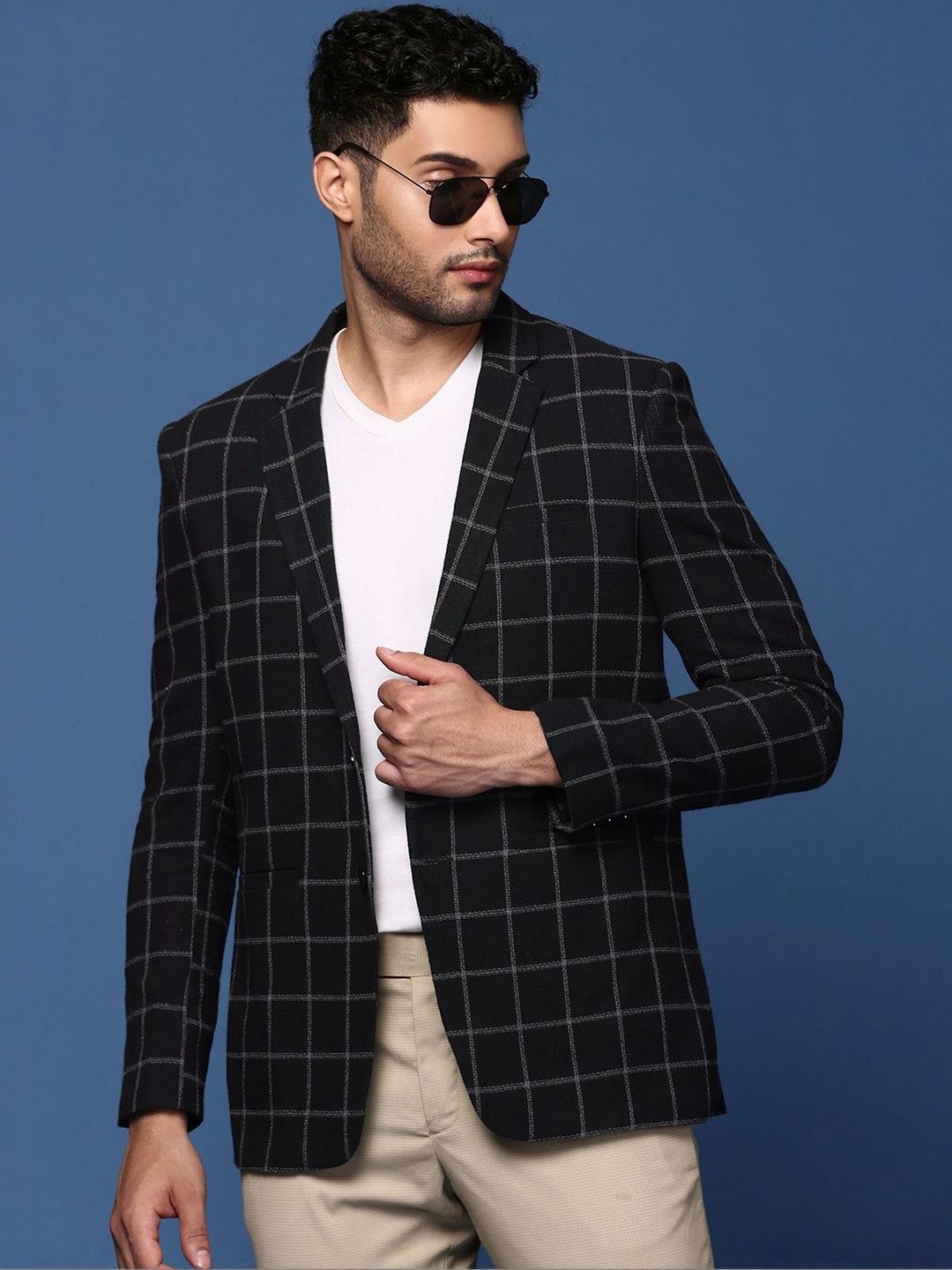 SHOWOFFFF Striped Notched Lapel Single-Breasted Slim Fit Blazers-image-3