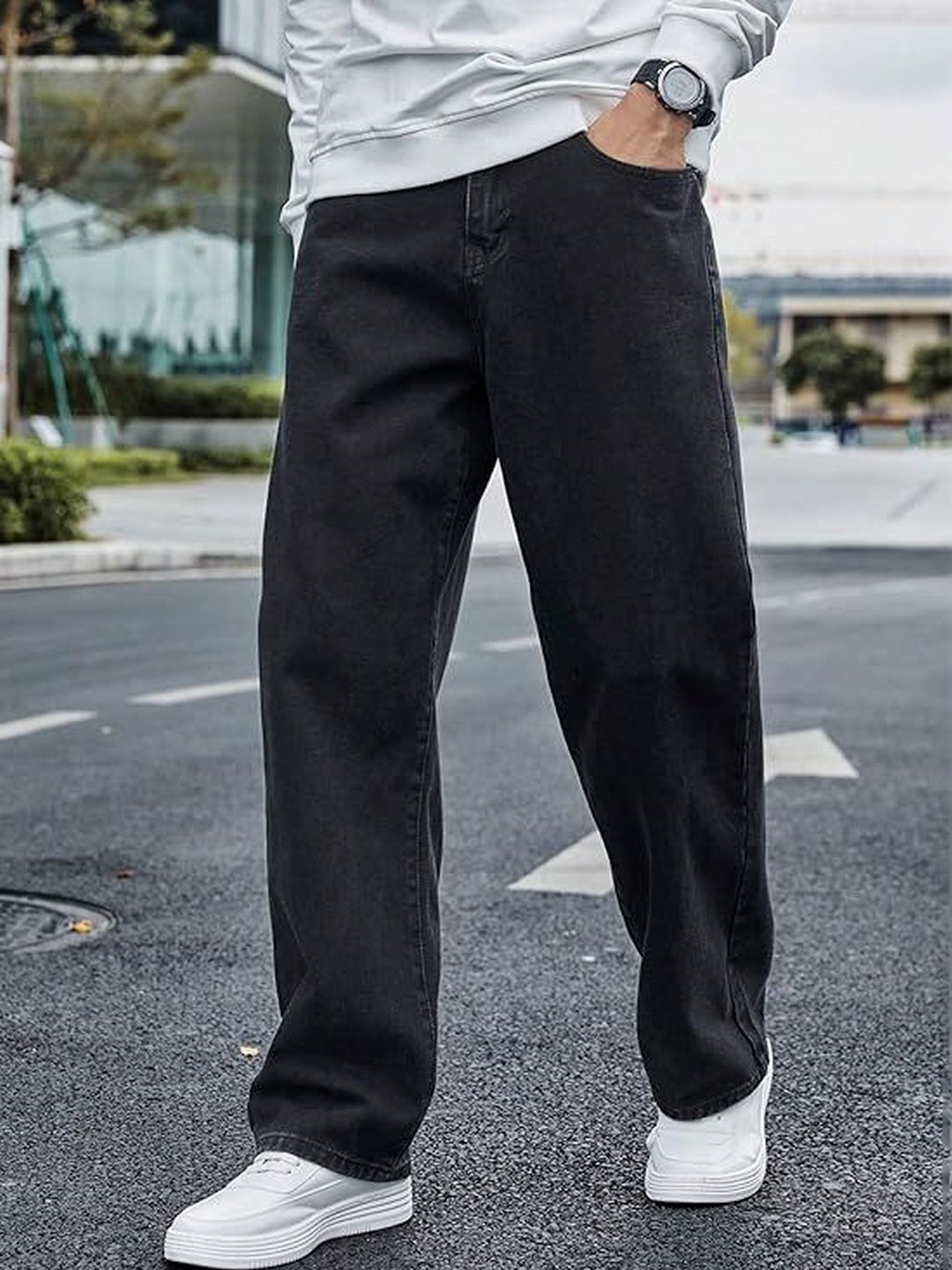 AngelFab Men Relaxed Fit High-Rise Light Fade Stretchable Jeans-picture-16