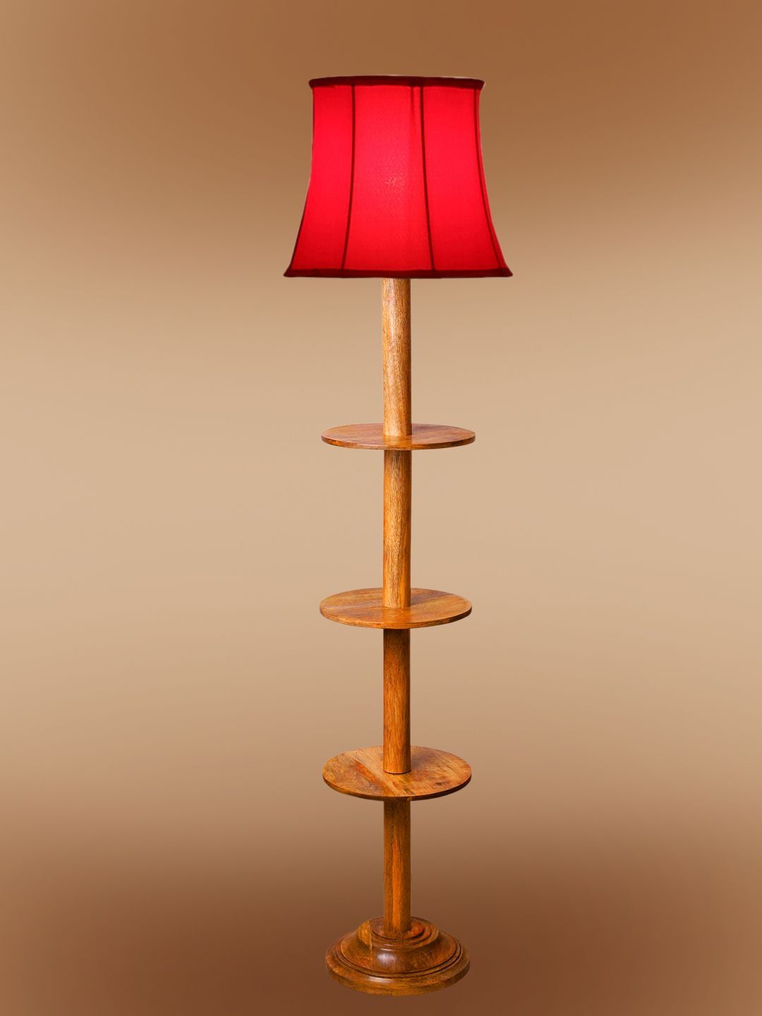 Aura Red & Brown Wooden Abstract Shaped Floor Lamp-image-40