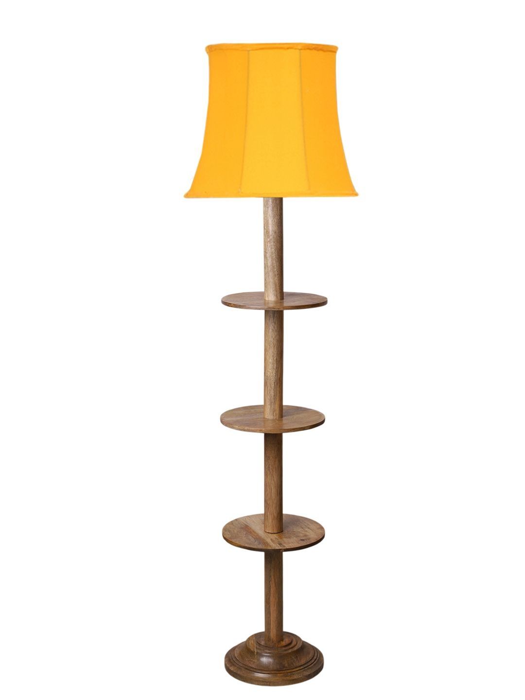 Aura Yellow & Brown Wooden Abstract Shaped Floor Lamp-picture-43