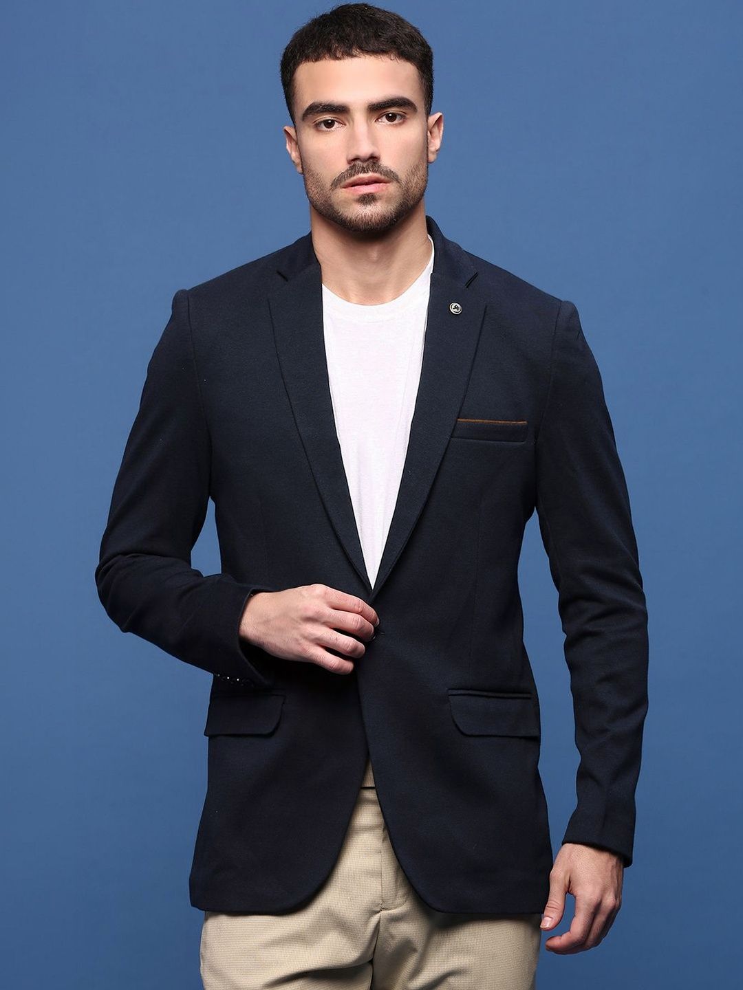 SHOWOFFFF Slim-Fit Notched Lapel Single Breasted Blazer-picture-45