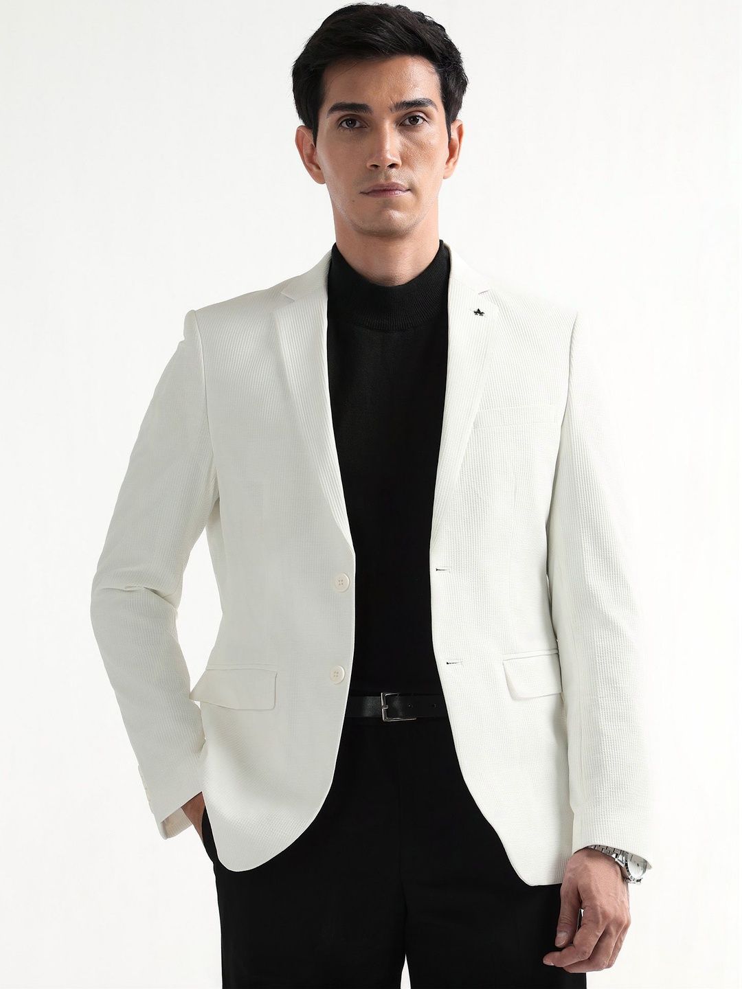 Arrow Self Design Notched Lapel Single-Breasted Slim Fit Formal Blazers-picture-29