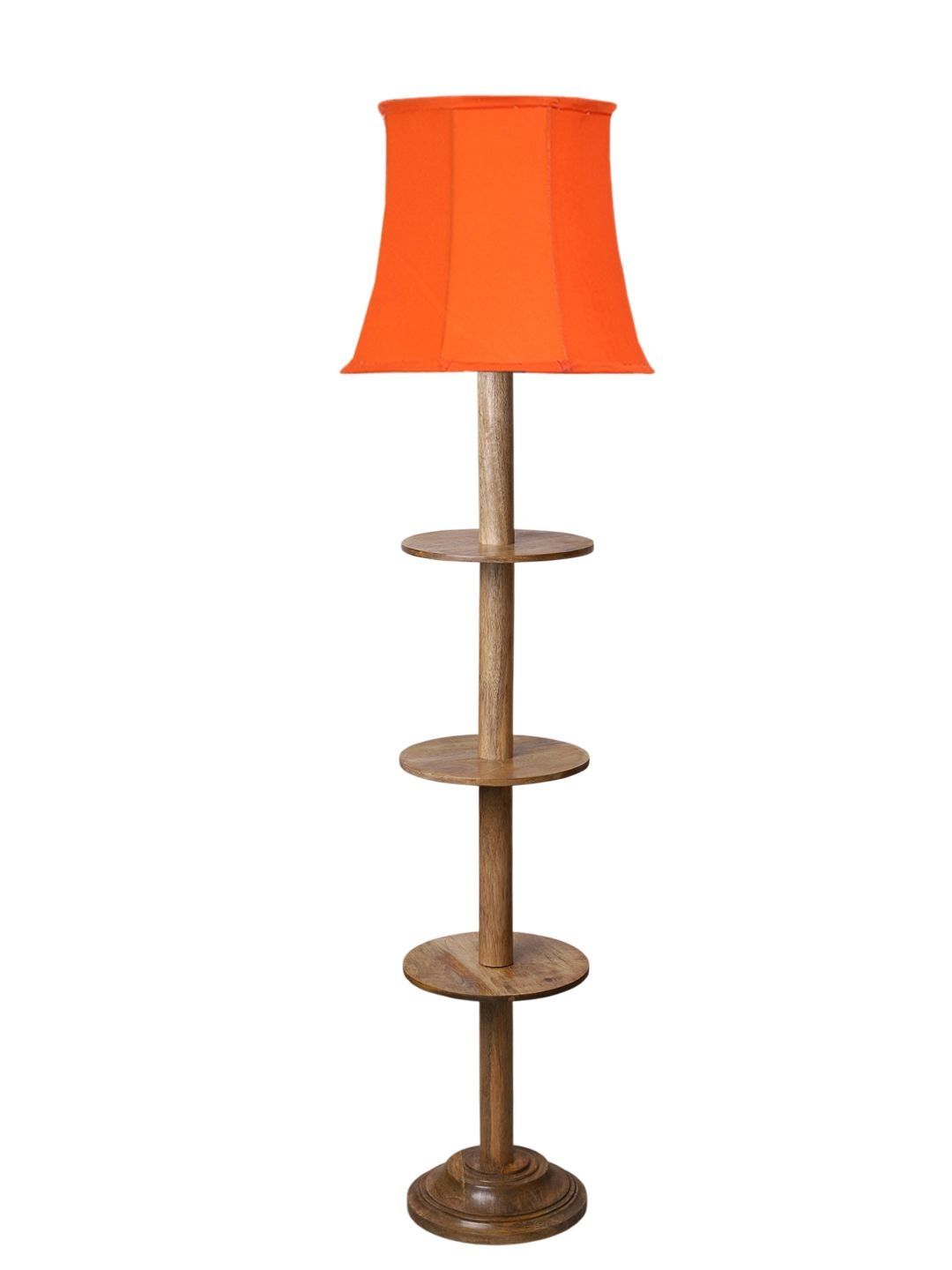 Aura Orange & Brown Wooden Abstract Shaped Floor Lamp-image-12