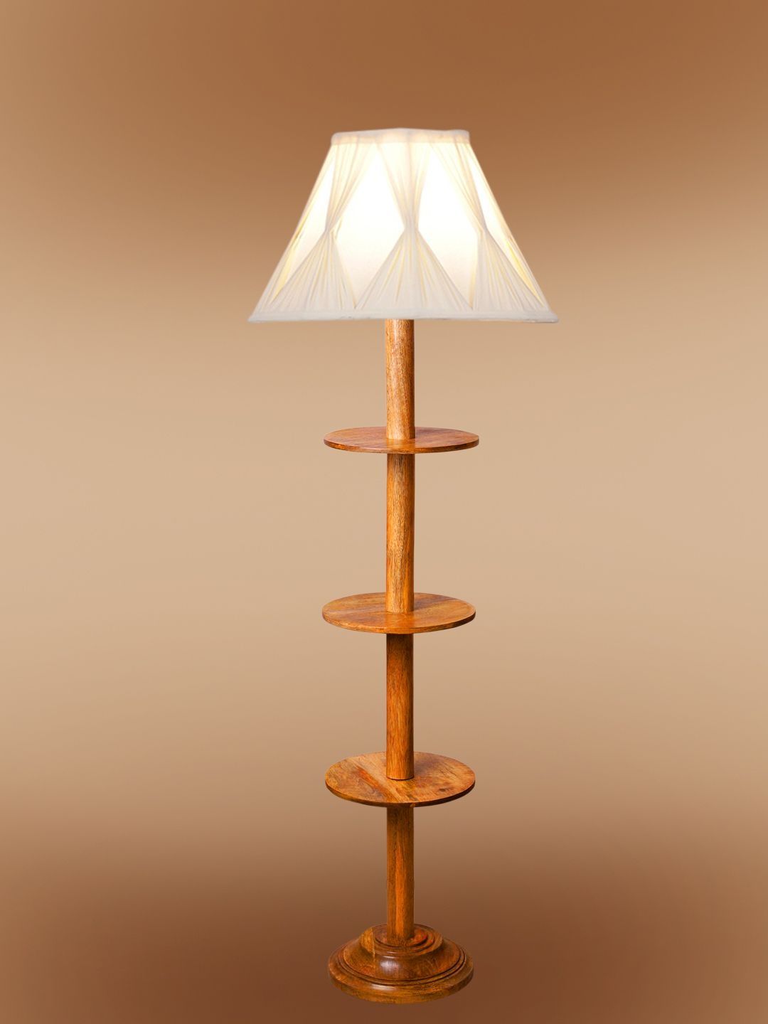 Aura Off White & Brown Wooden Frustum-Shaped Floor Lamps-picture-47