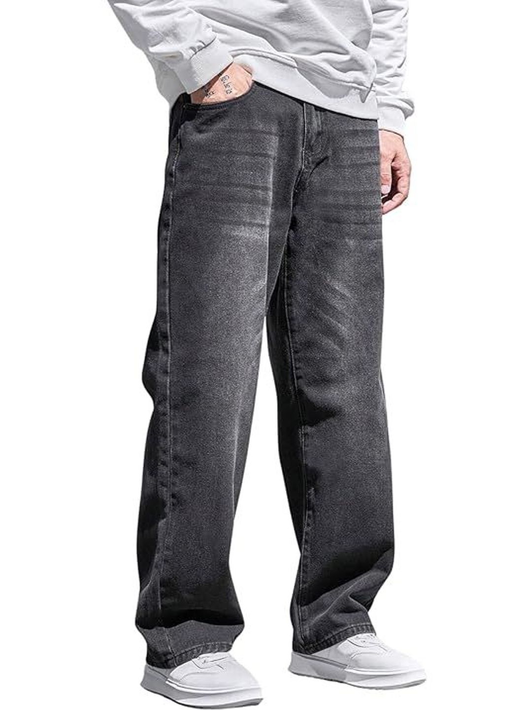 AngelFab Men Relaxed Fit High-Rise Light Fade Stretchable Jeans-picture-17