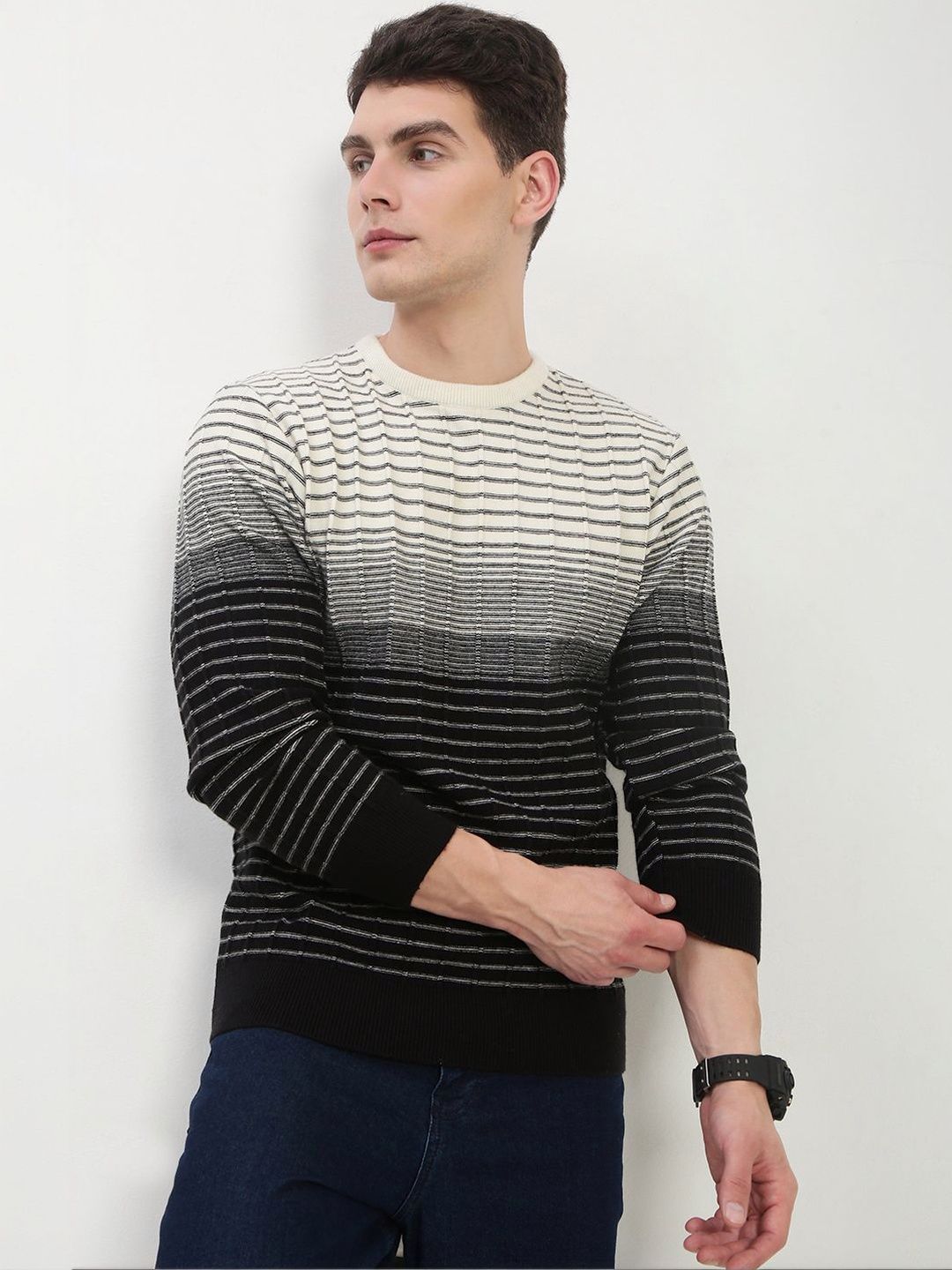 SHOWOFFFF Men Striped Pullover-image-30