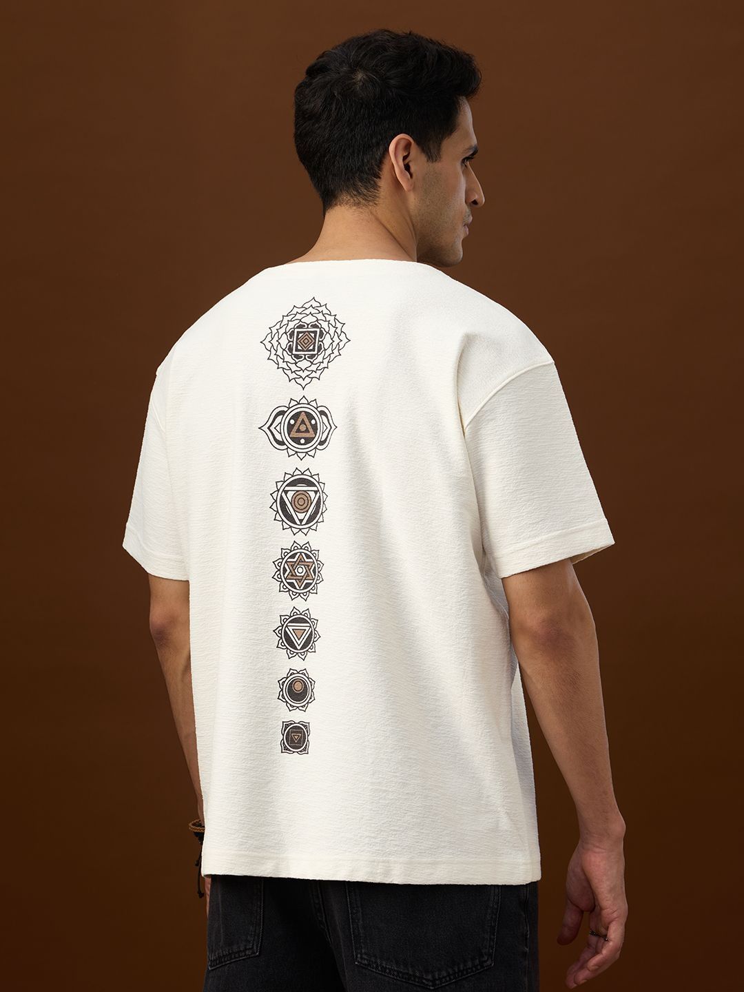 The Souled Store Men Printed Henley Neck Drop-Shoulder Sleeves Bohemian T-shirt-image-43