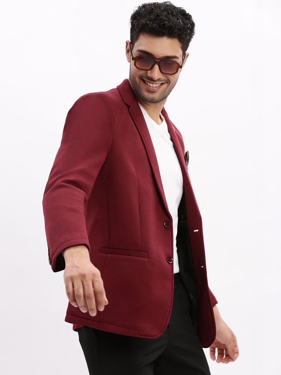 SHOWOFFFF Notched Lapel Single-Breasted Slim Fit Blazers-picture-40