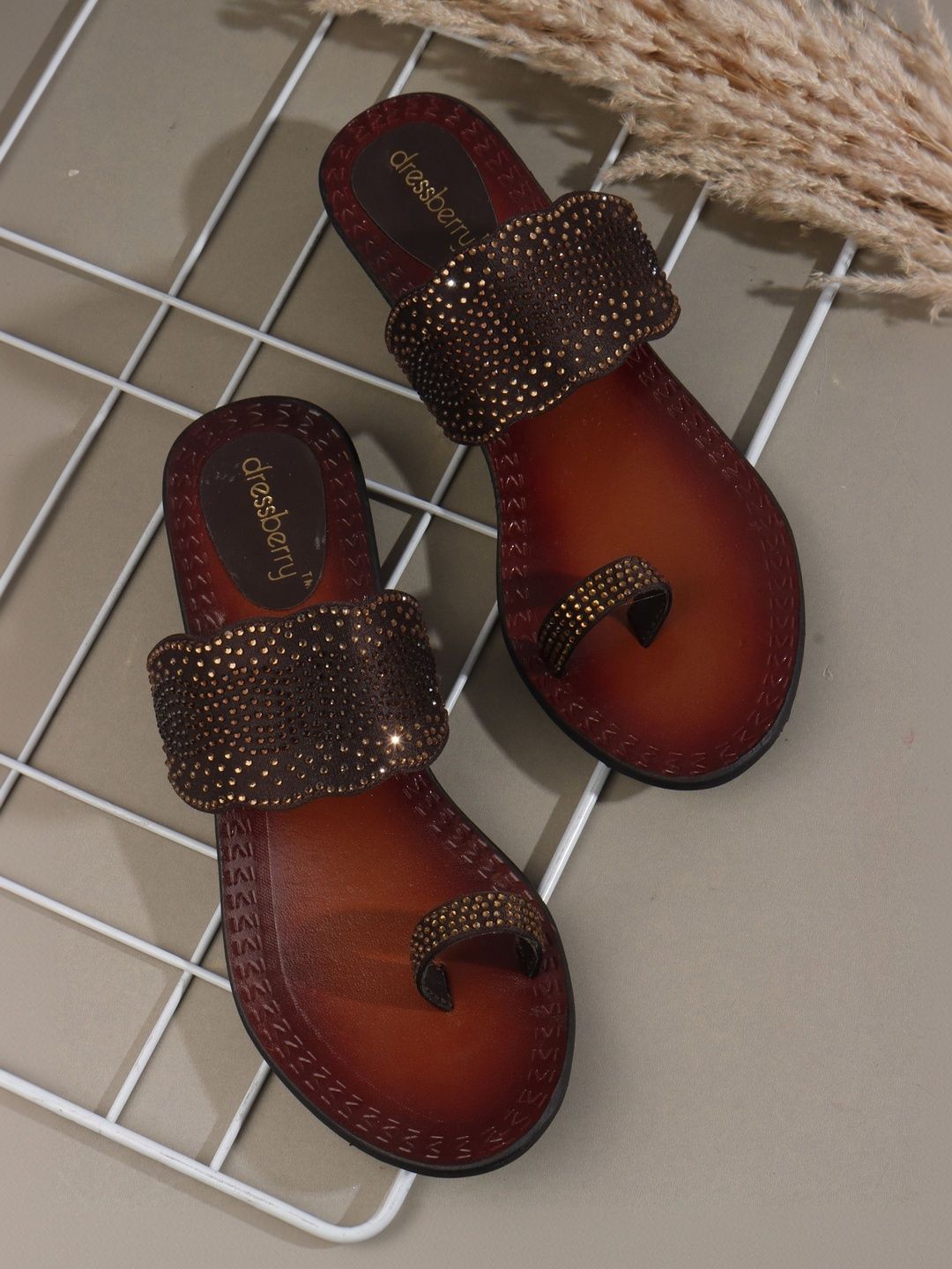 DressBerry Embellished Leather Block Sandals-picture-48