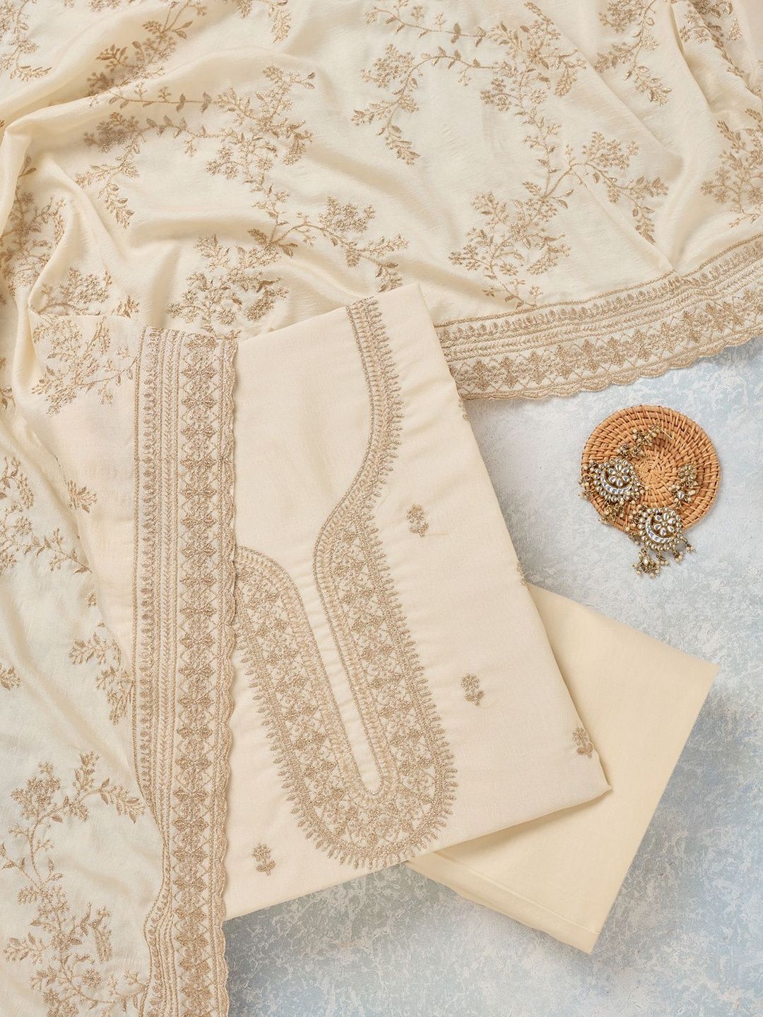 Koskii Embroidered Unstitched Dress Material