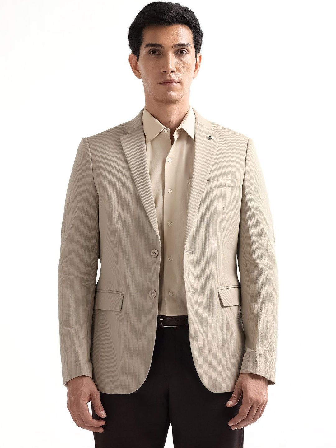 Arrow Self Design Notched Lapel Single-Breasted Slim Fit Formal Blazers-picture-23