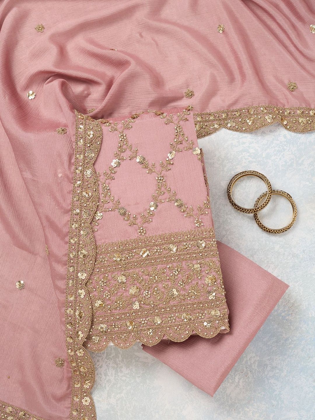 Koskii Embroidered Unstitched Dress Material