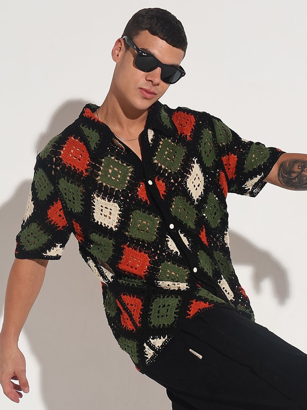 SHOWOFFFF Men Relaxed Semi Sheer Casual Shirt-picture-14