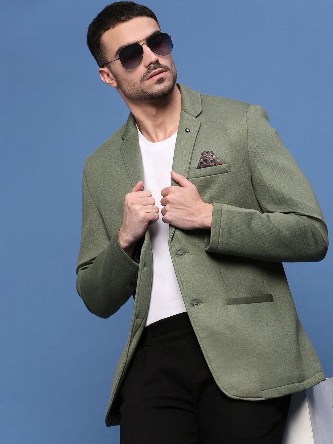 SHOWOFFFF Slim Fit Notched Lapel Collar Single-Breasted Blazer-picture-34