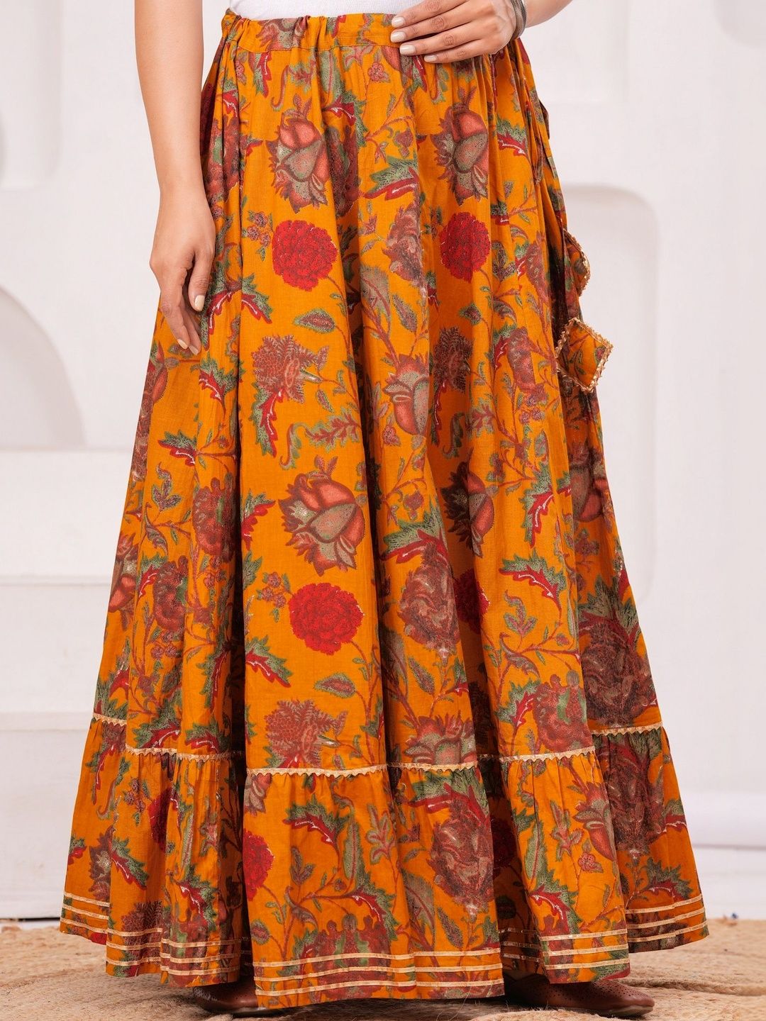 Maquien Printed Flared Maxi Skirts-picture-3