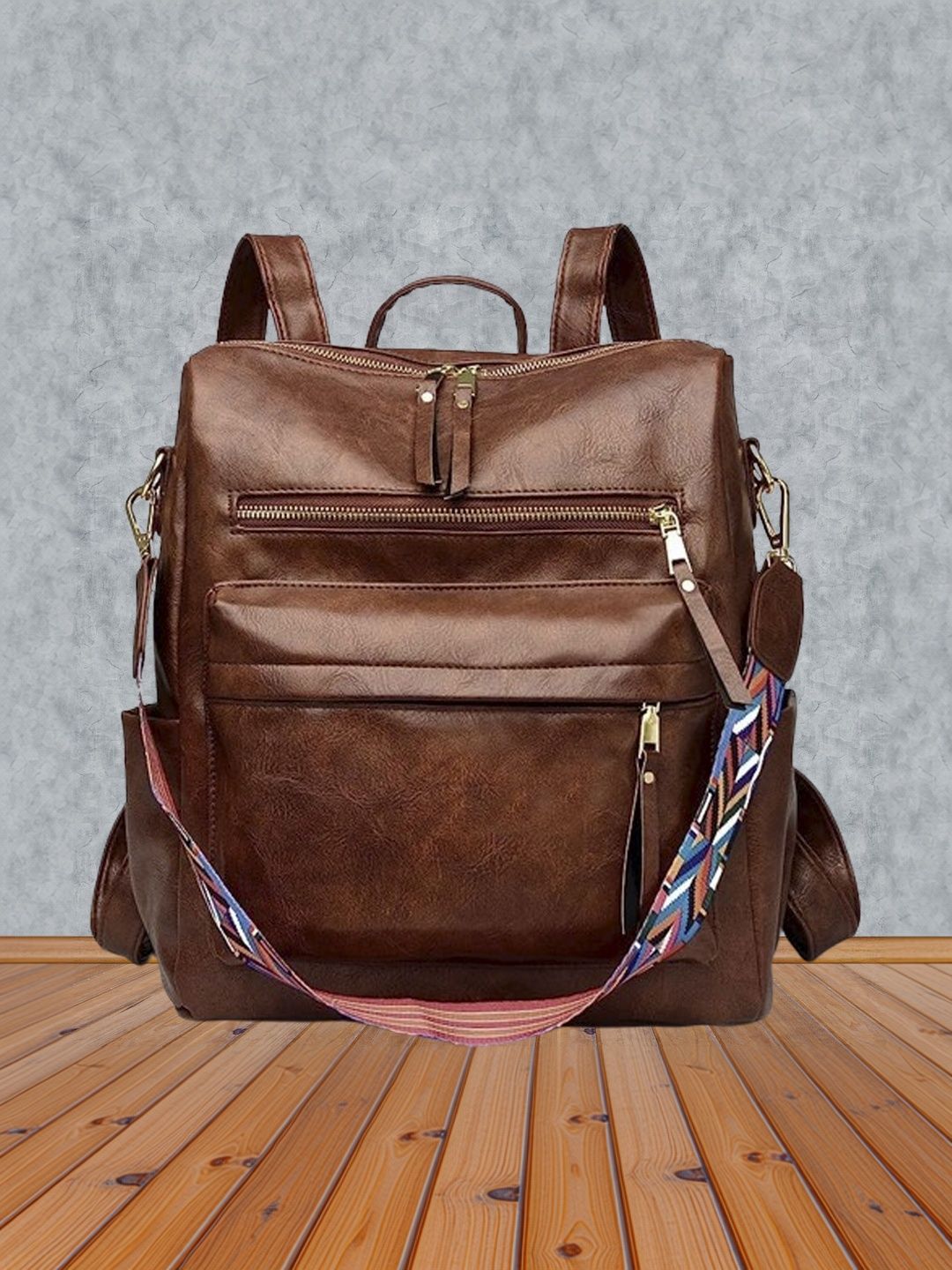 PROARCH Women Geometric Contrast Detail Backpack-picture-33