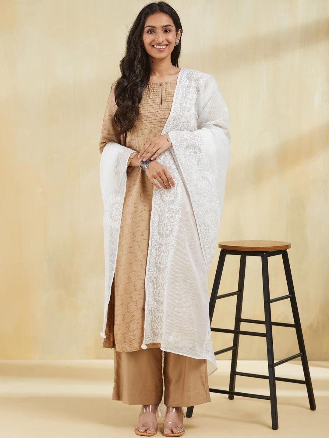Fabindia Ethnic Motifs Embroidered Cotton Silk Dupatta-picture-23