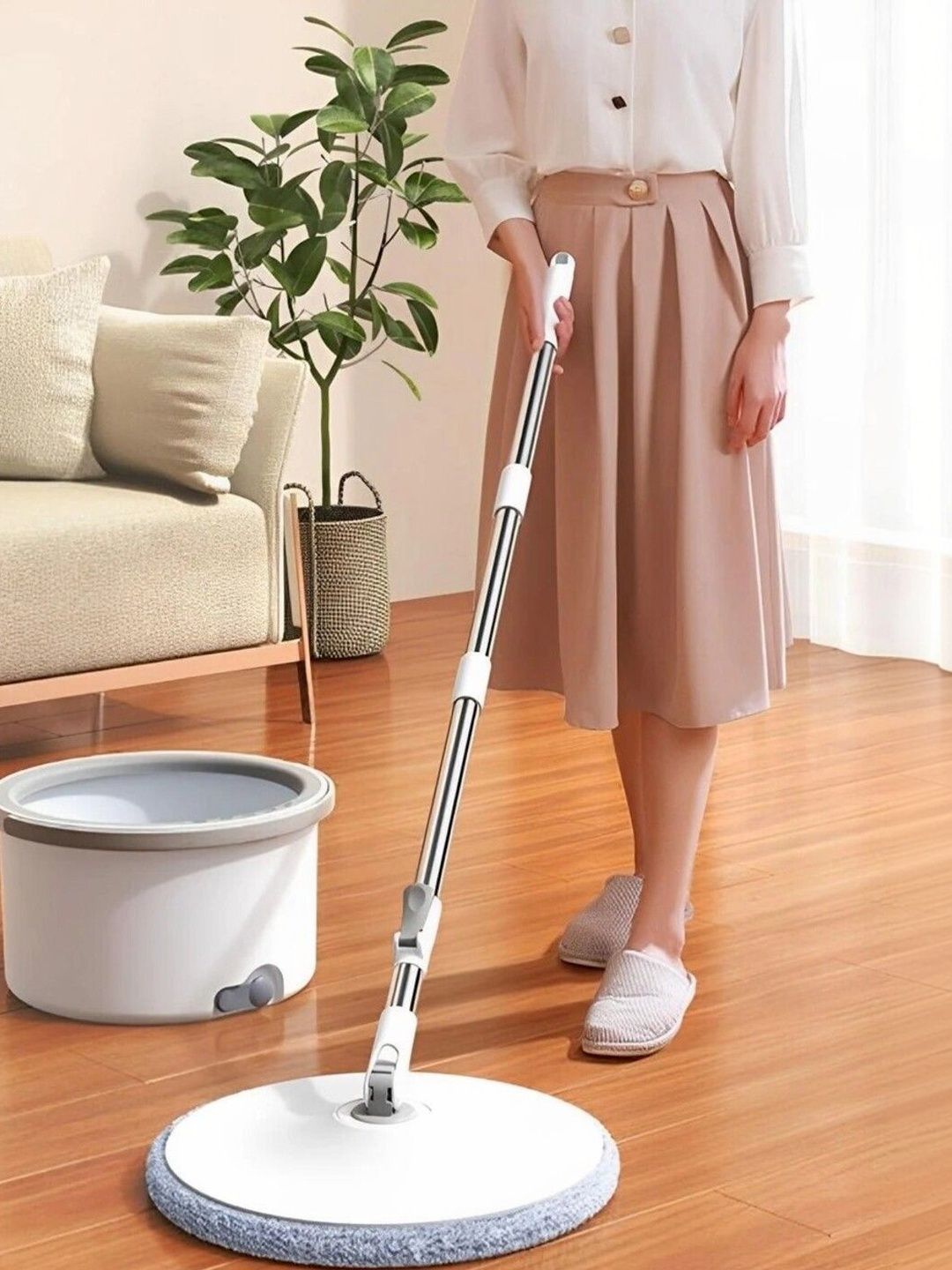 Sasimo White Stainless Steel Spin Mop Set-picture-25