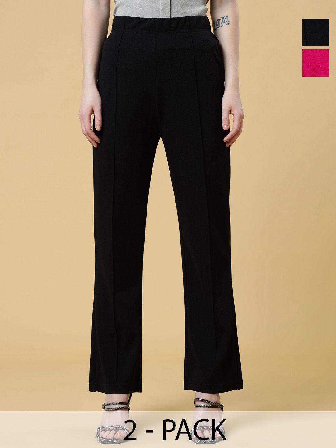 SZN Women Pack of 2 Relaxed High-Rise Trousers-picture-54