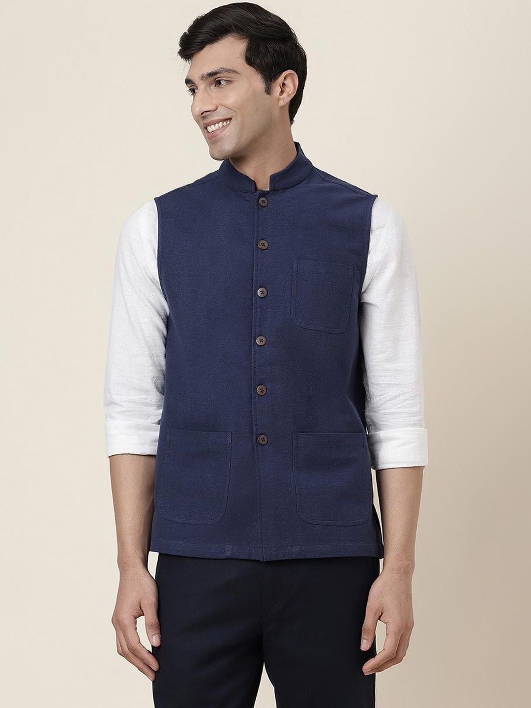 Fabindia Cotton Woven Nehru Jacket-picture-30