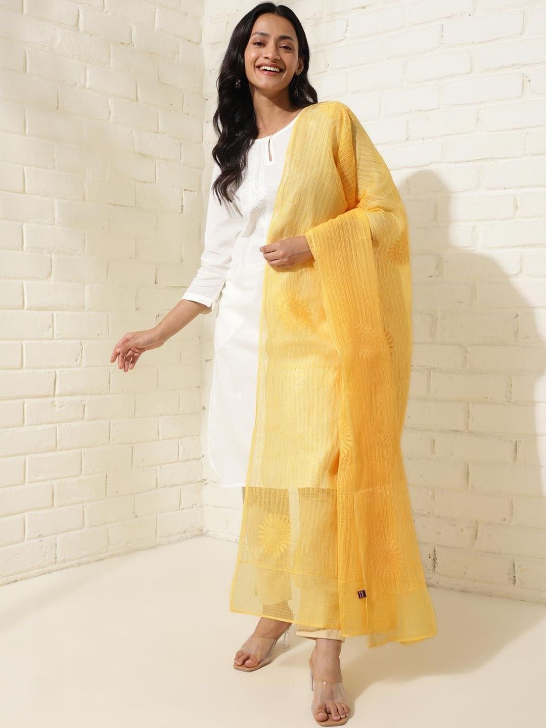 Fabindia Embroidered Cotton Silk Dupatta-image-29