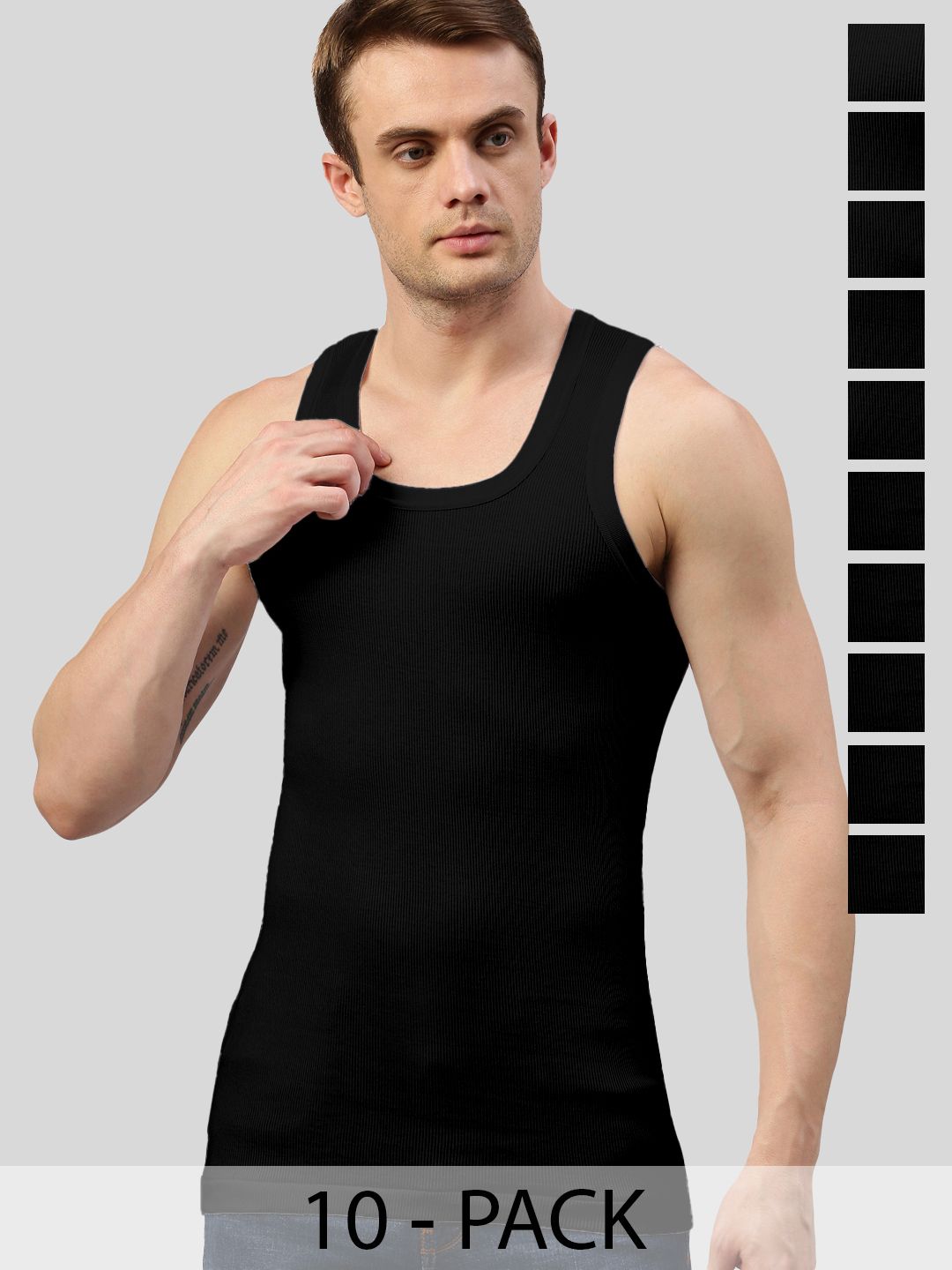 MACHO Pack Of 10 Pure Cotton Scoop Neck Undershirt Vests-picture-23