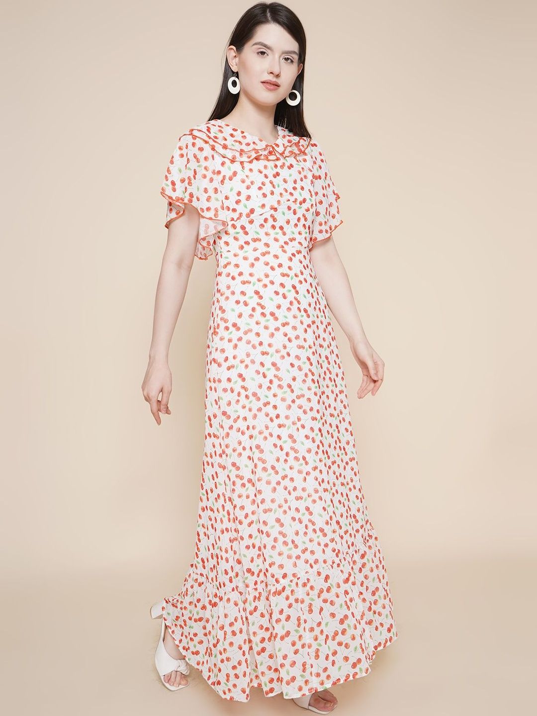 CORSICA Print Flutter Sleeve Ruffled Georgette Maxi Dress-picture-39