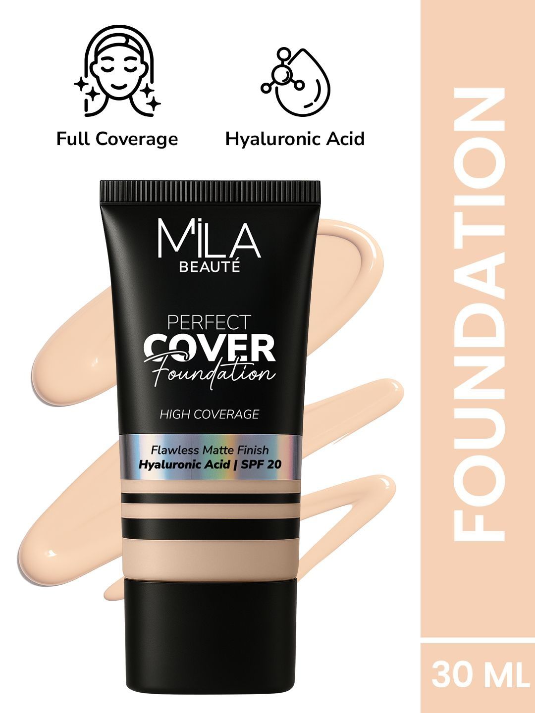 MILA BEAUTE Perfect Cover Matte Finish Foundation With Hyaluronic Acid - 30 ml - Wheat 03-image-9