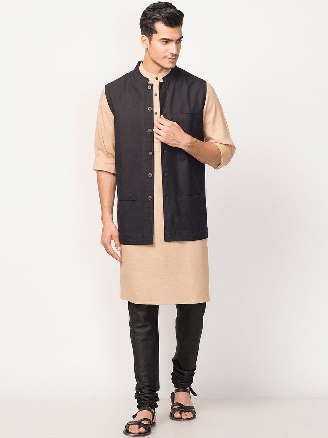 Fabindia Cotton Mandarin Collar Nehru Jacket-picture-15
