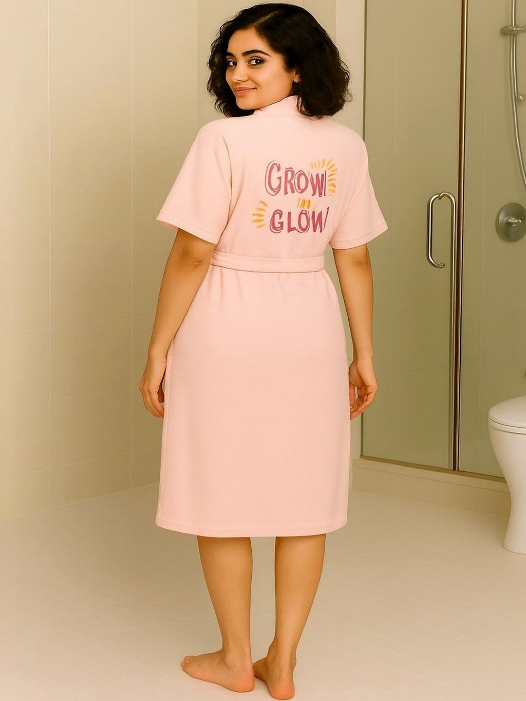 GAB 100% Cotton 500 GSM Printed Adult-Women Bath Robe-image-25