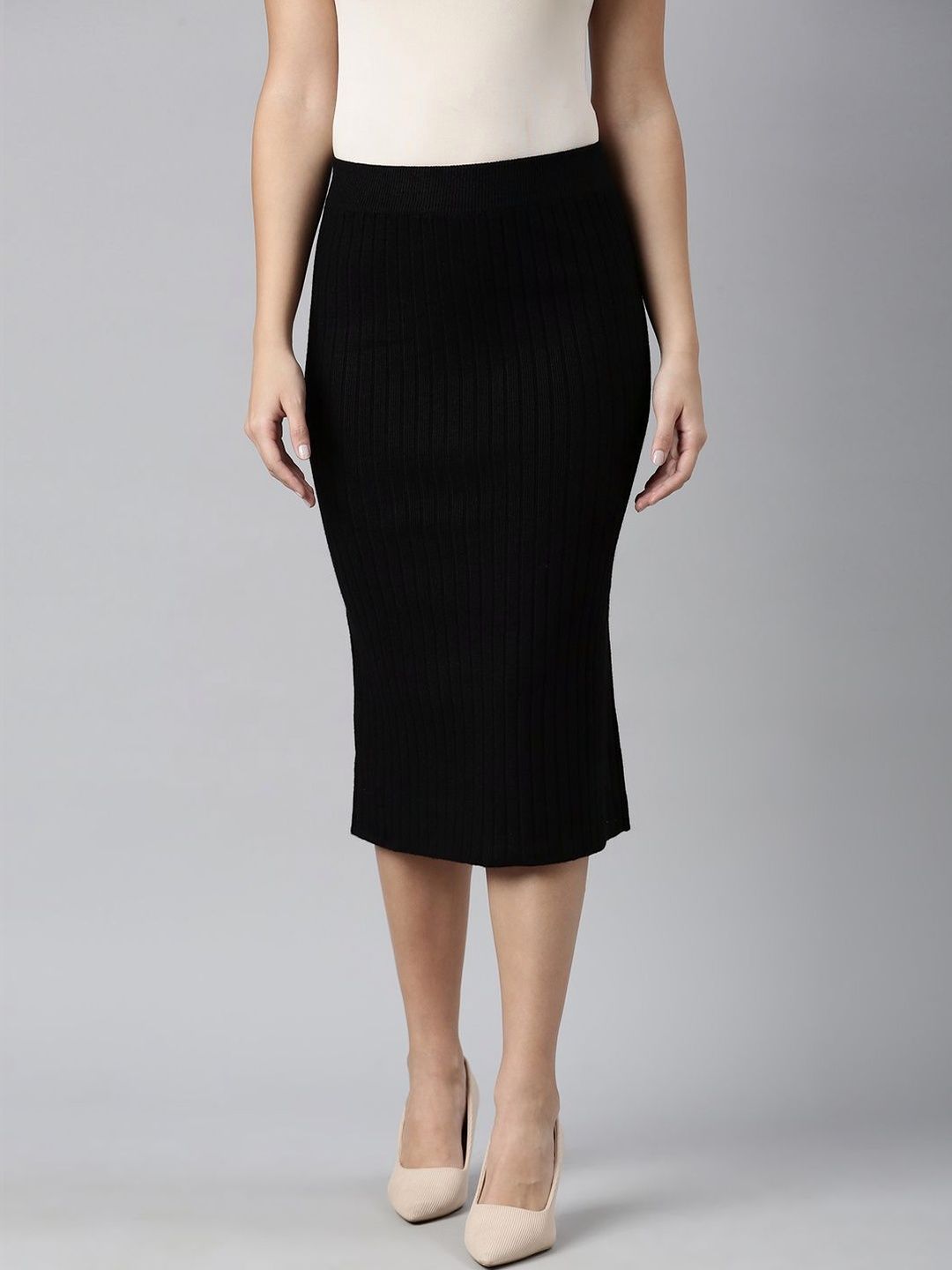 SHOWOFFFF Self Design Midi Straight Skirts-picture-10