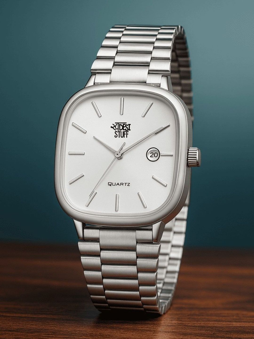 SWADESI STUFF Men Dial & Stainless Steel Bracelet Style Straps Analogue Date Aperture Watch SDS 172 WHITE-picture-24