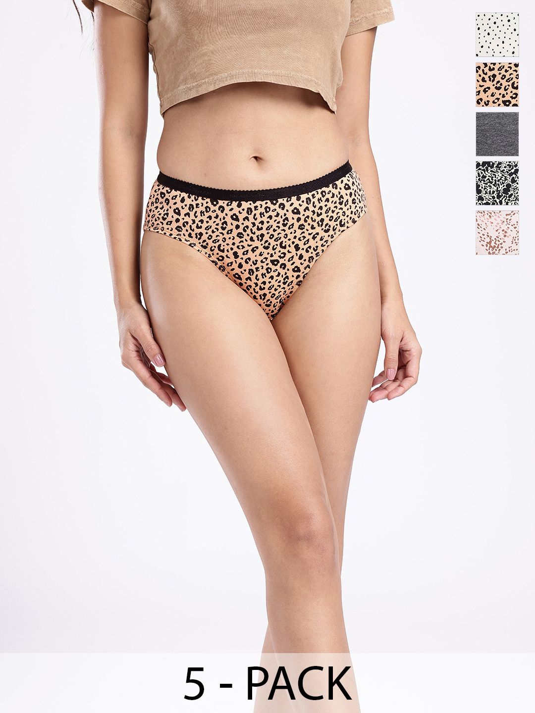 DressBerry Pack of 5 Printed Pure Cotton High-Rise Hipster Briefs-picture-22