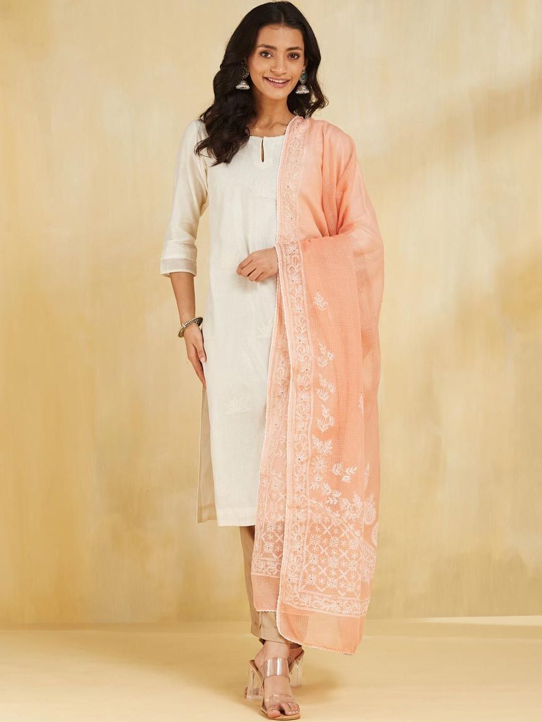 Fabindia Ethnic Motifs Embroidered Cotton Silk Dupatta-picture-39