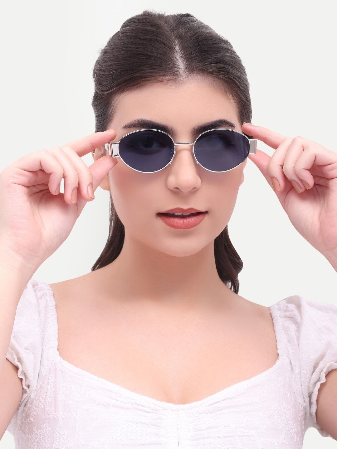 HAMILTANO WINSTON Women Blue Lens & Silver-Toned Oval Sunglasses with-picture-13