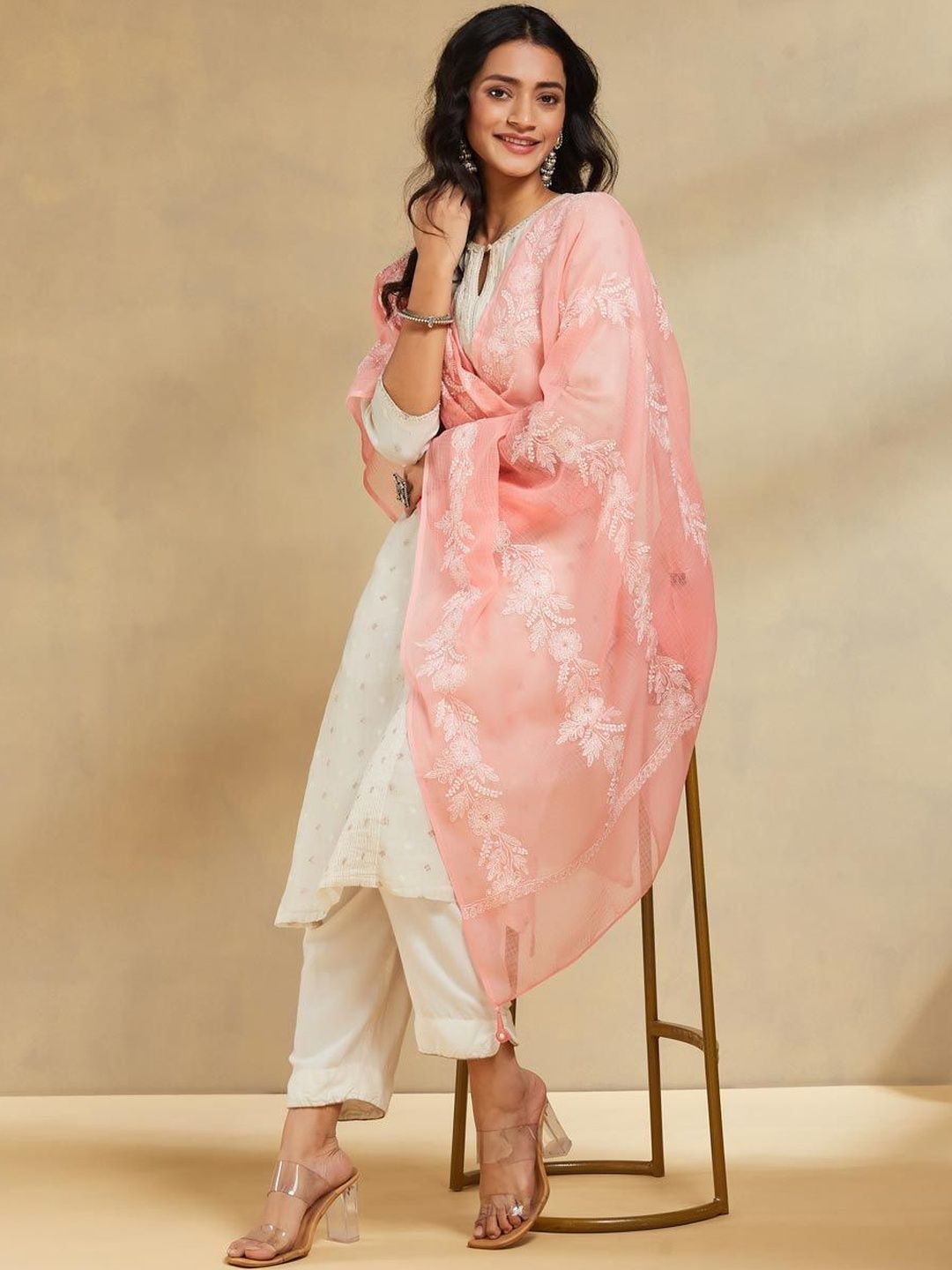 Fabindia Ethnic Motifs Embroidered Cotton Silk Dupatta-picture-40
