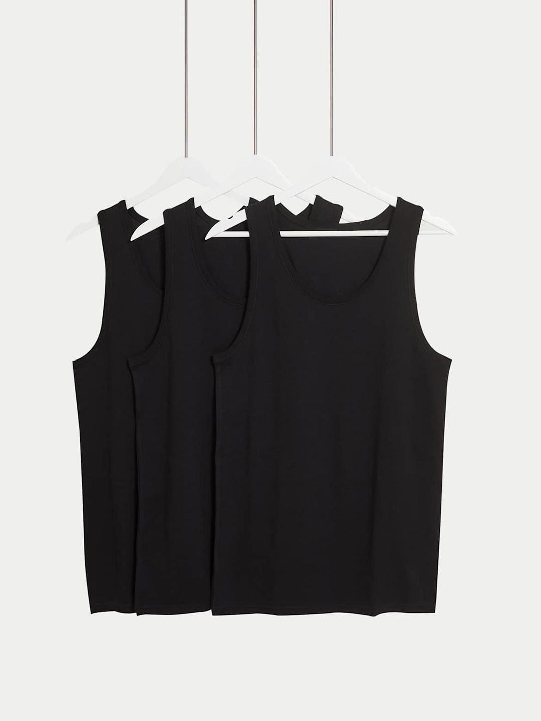 Marks & Spencer Pack Of 3 Round Neck Pure Cotton Tank Vests-picture-17