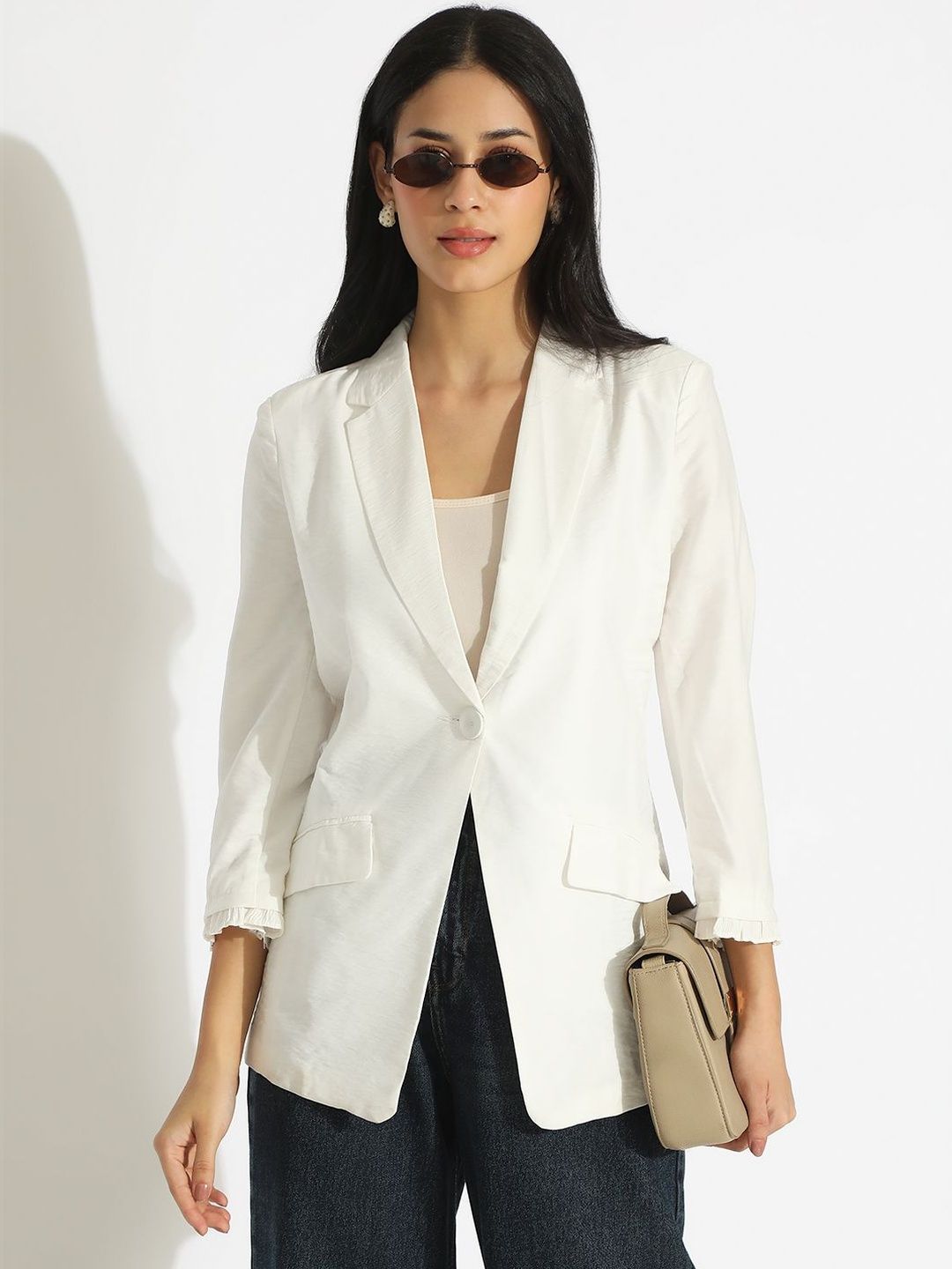 SHOWOFFFF Cotton Tailored Fit Single-Breasted Blazers-image-42