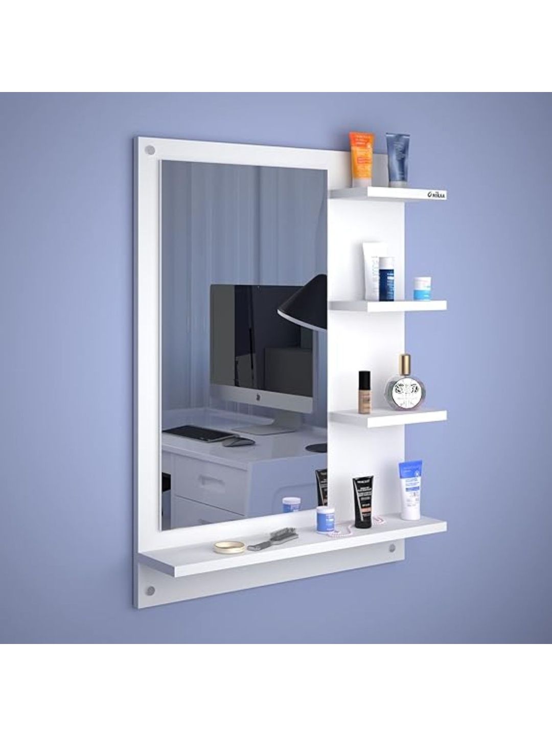 Furniwud White Rectangular Dressing Wall Mirror-image-27