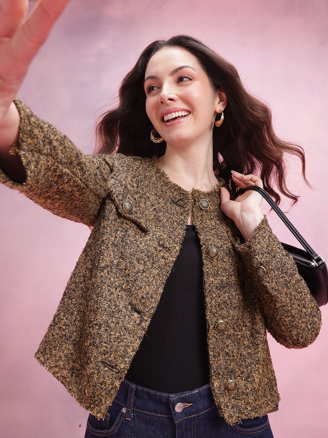 DressBerry Tweed Collarless Coat-picture-34