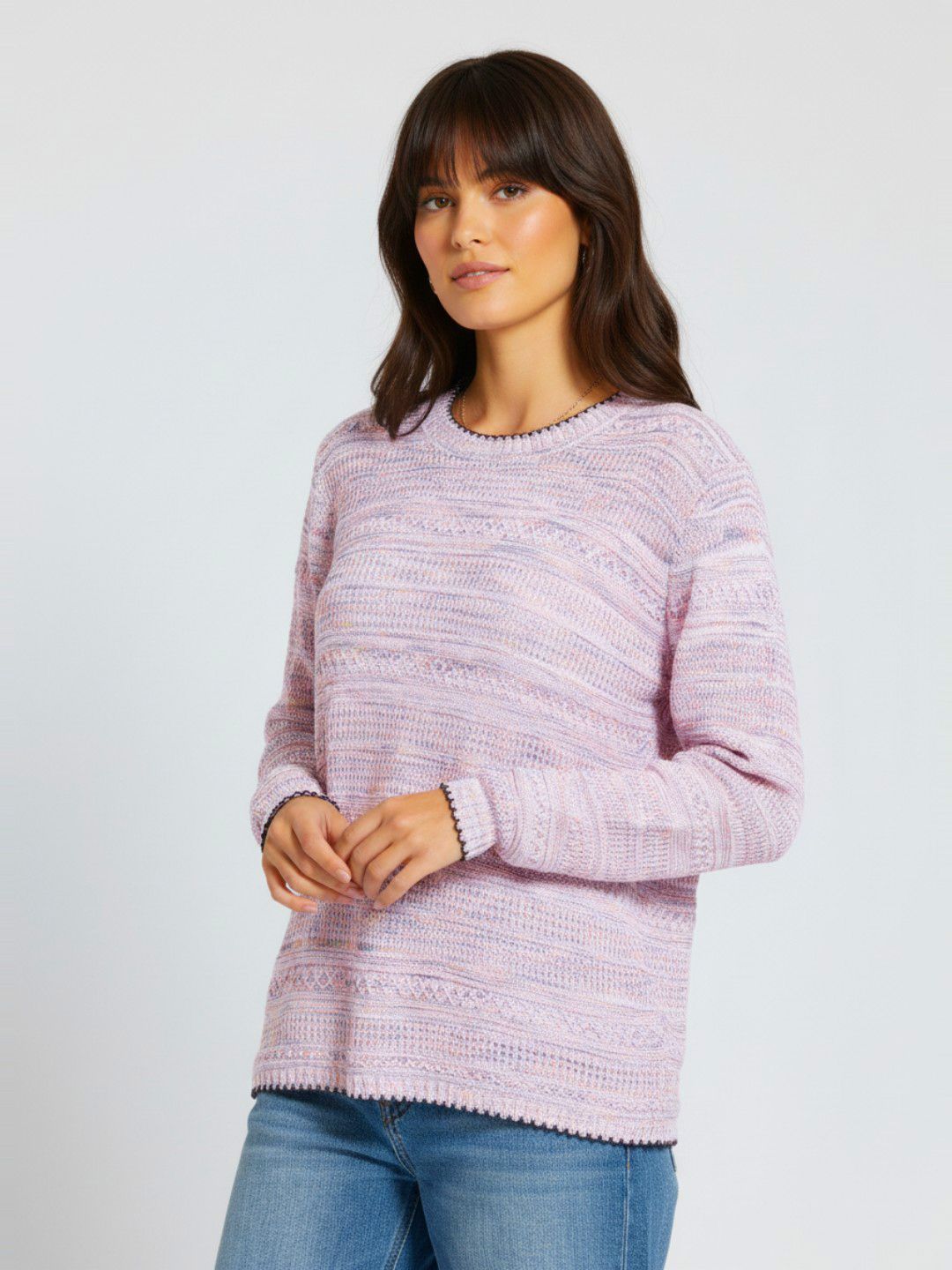 glitchez Self Design Speckled Pullover Sweater-image-32