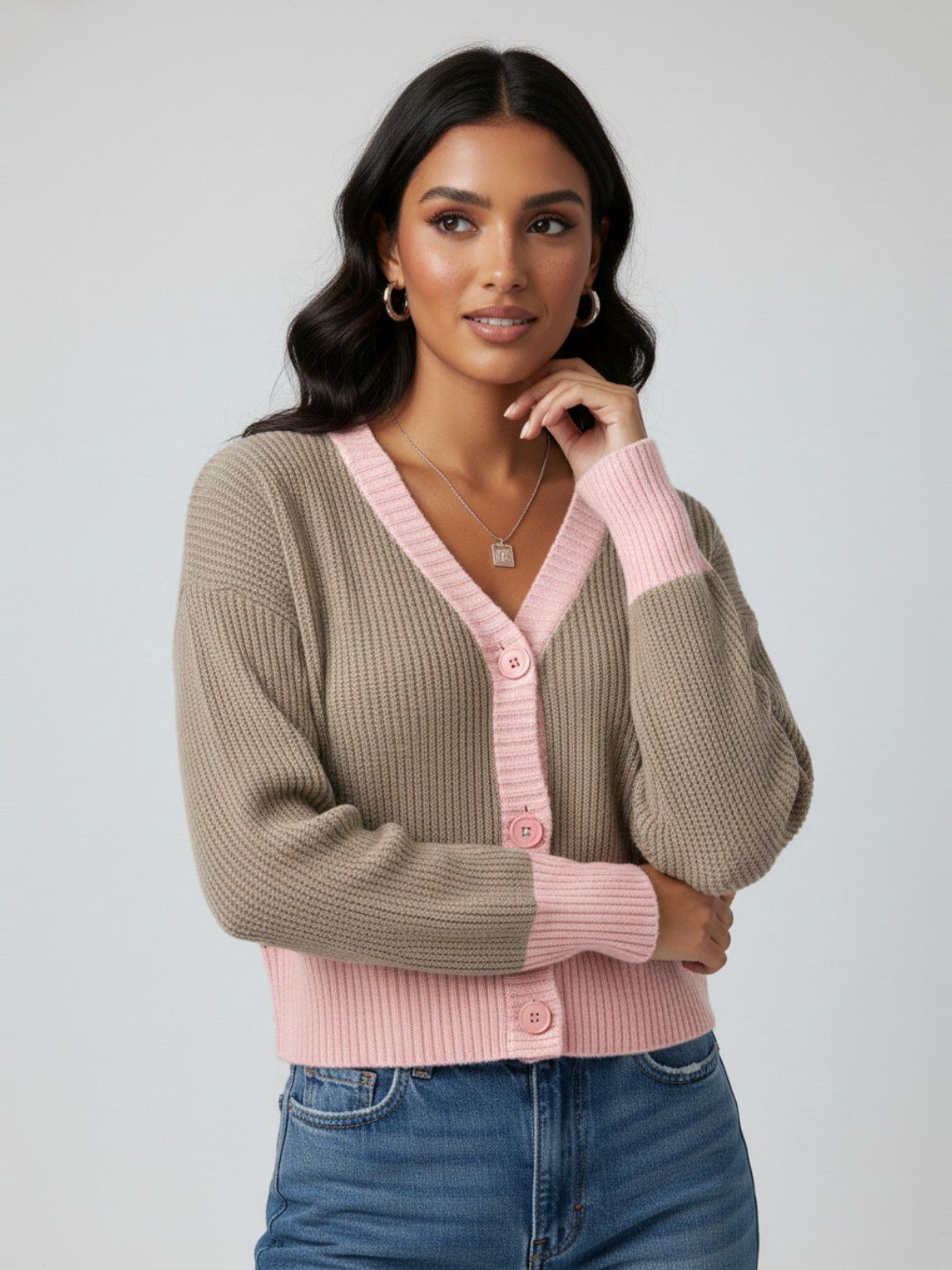 glitchez Ribbed Drop-Shoulder Contrast Trims Oversized Cardigan-picture-14