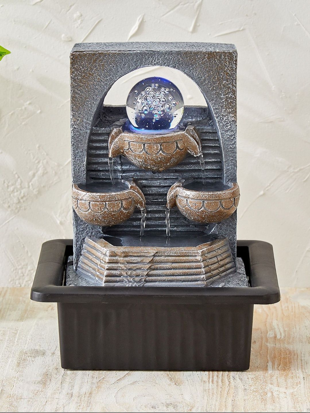 Home Centre Corsica Alpine Grey & Black Polyresin Diya Water Fountain-picture-23